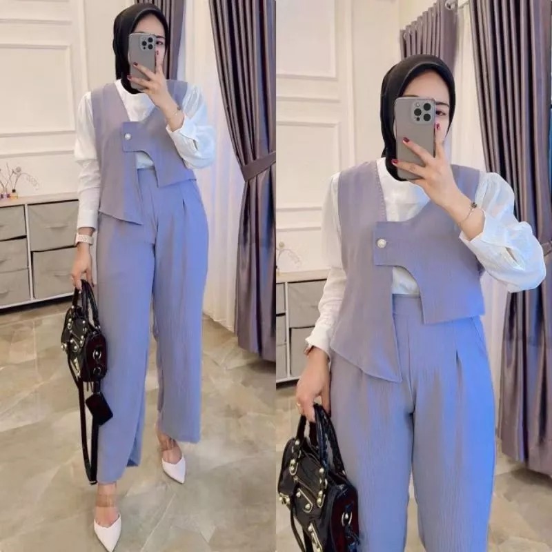 LYLA SETKOMBINASI CRINKLE AIRFLOW LD 110 / SETELAN WANITA / SECEL WANITA TERBARU / ONE SET WANITA PO