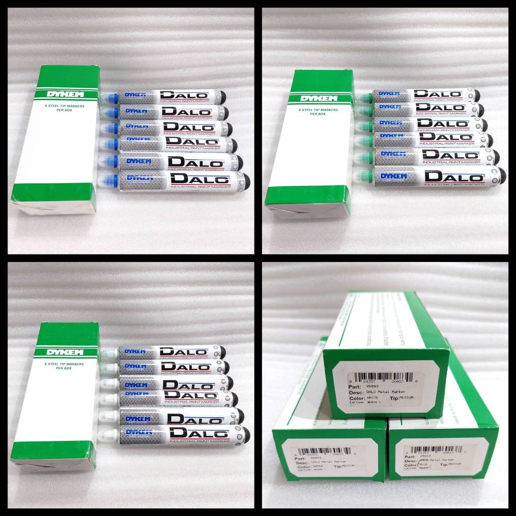 

DALO Original Steel Marker ALL COLOR / Medium Metal Tip Marker Permanent / DALO Spidol Permanen ( Biru Hijau Putih / Blue Green White )