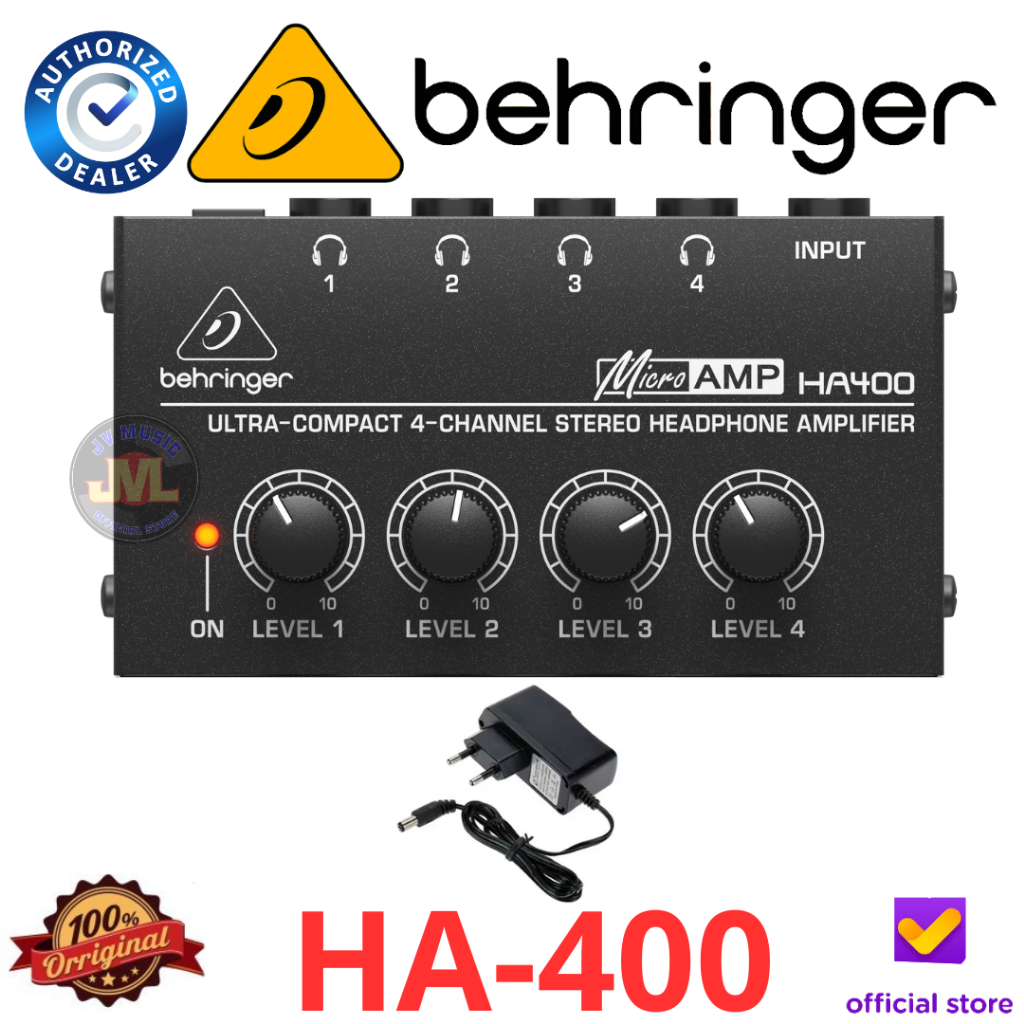 Behringer HA400 Ultra-Compact 4-Channel Stereo Headphone Amplifier Behringer HA-400