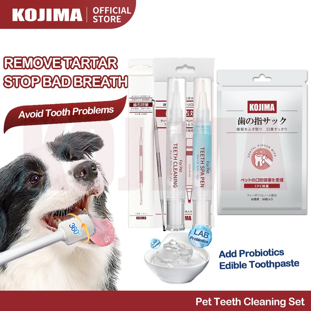KOJIMA Sikat Gigi Anjing Pasta Gigi untuk Anjing Penghilang Karang Gigi untuk Gigi Bau Mulut