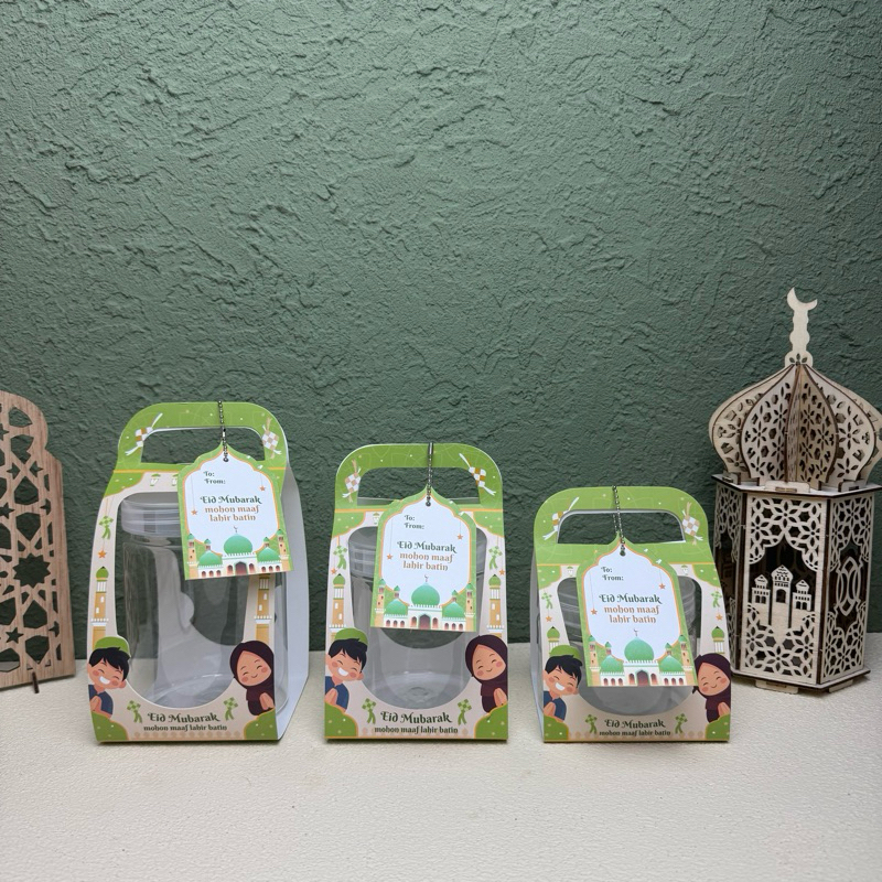 

1 SET 10PCS BOX JINJING TOPLES TABUNG KUE KERING IDUL FITRI FREE HANGTAG LEBARAN DAN GANTUNGAN