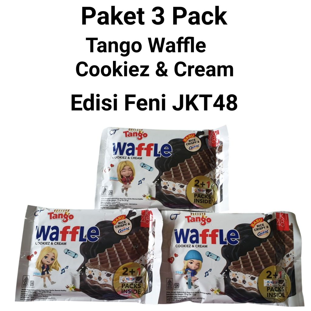 

PAKET 3 PACK EDISI FENI JKT48 TANGO WAFFLE 75GR Cookiez & Cream