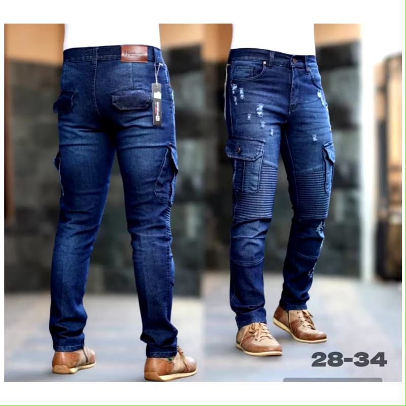 CARGO JEANS BIKERS JUMBO PRIA PANJANG SLIM FIT