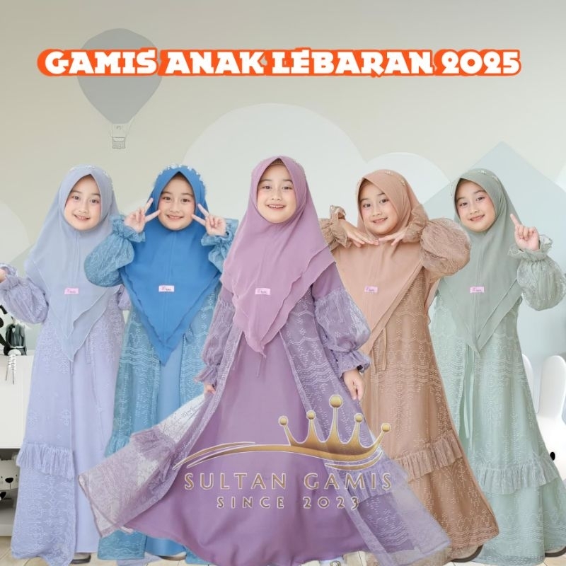 GAMIS BROKAT ANAK TERBARU RAMDHAN 2025 BAJU LEBARAN ANAK PEREMPUAN USIA 9 10 11 12 TAHUN