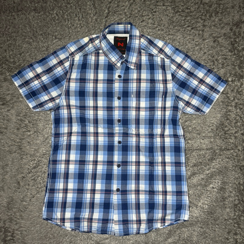 kemeja pria kotak biru