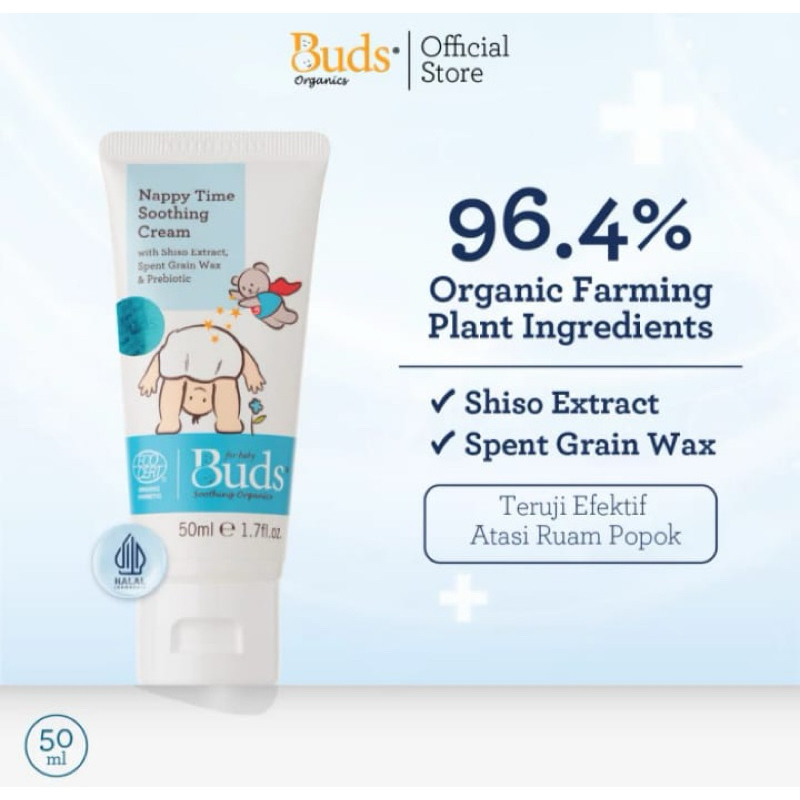 Buds Organic Nappy time soothing cream | Lotion pencegah ruam popok baby newborn baru lahir