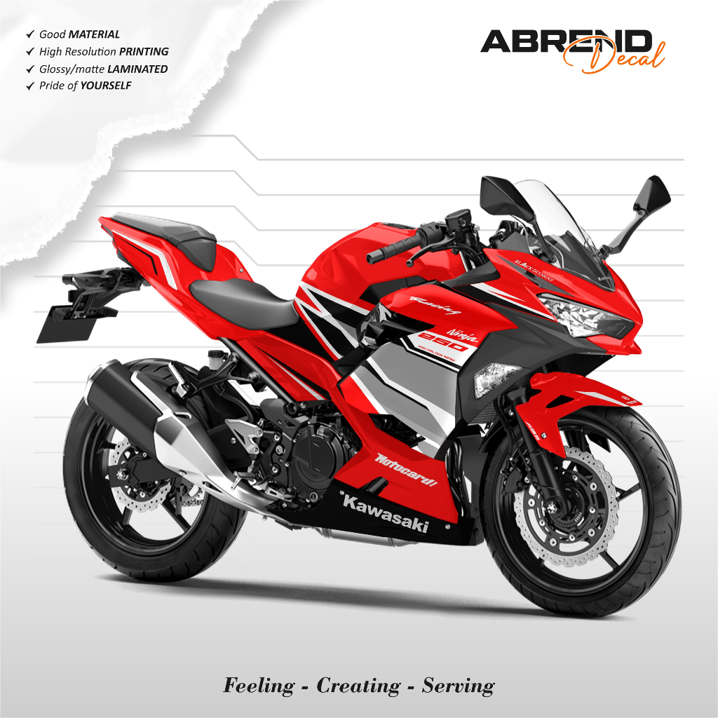 STRIPING NINJA 250 FI NEW LIVERY GRAFIS RED RACING / STIKER MOTOR KAWASAKI NINJA FI 2028 - 2024