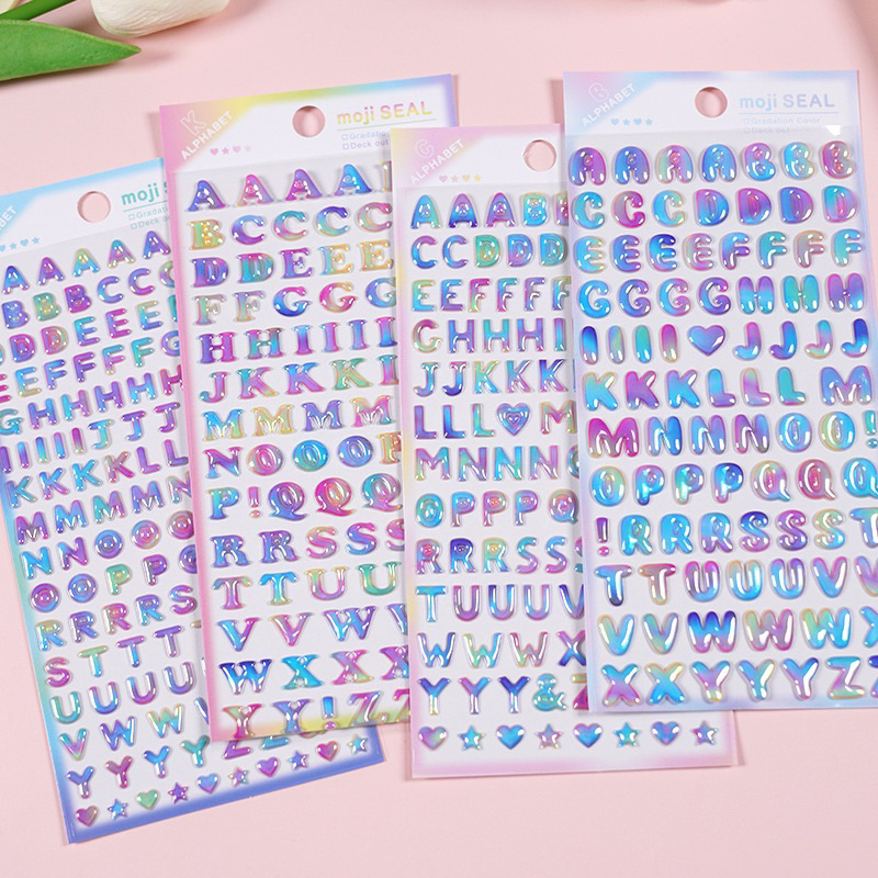 

Purple ST005 Sticker Stiker Alphabet Abjad Huruf Nama Deco Dekorasi DIY Craft Jurnal Kerajinan Anak Metalik Pelangi Timbul Waterproof Tahan Air