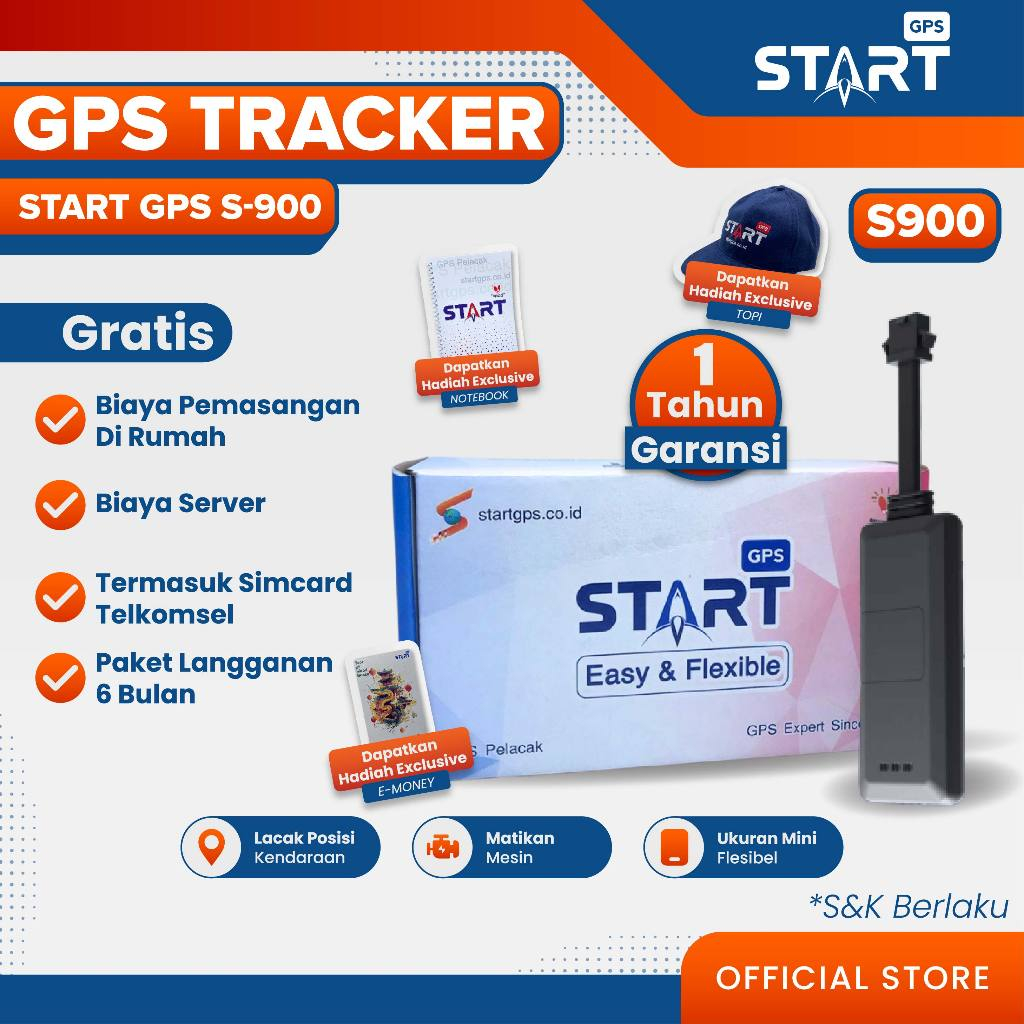 GPS Tracker  Alat Pelacak Kendaraan Motor Mobil - Start GPS S900  Alat Keamanan Kendaraan Mobil Moto
