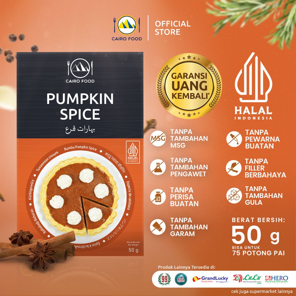 

Bumbu Pumpkin Spice Mix Sehat – Tanpa MSG, 100% Rempah Murni | Cairo Food