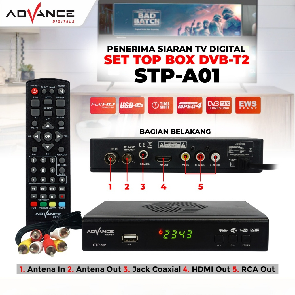 Advance STB Set Top Box TV Digital Receiver Penerima Siaran Full HD - STB ADVANCE STP-02