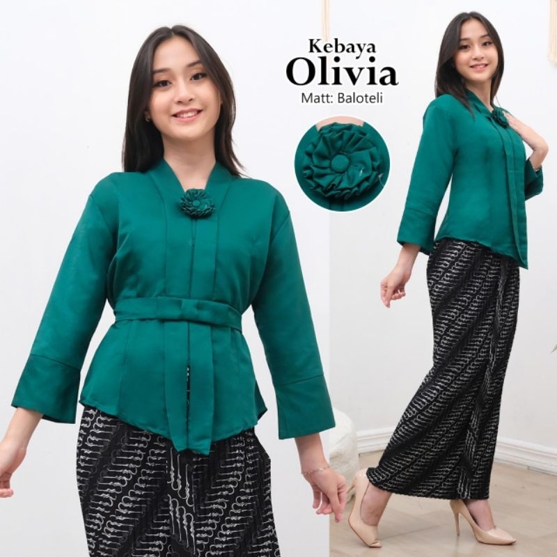 atasan kebaya modern polos wanita lengan pendek variasi Payet Olivia
