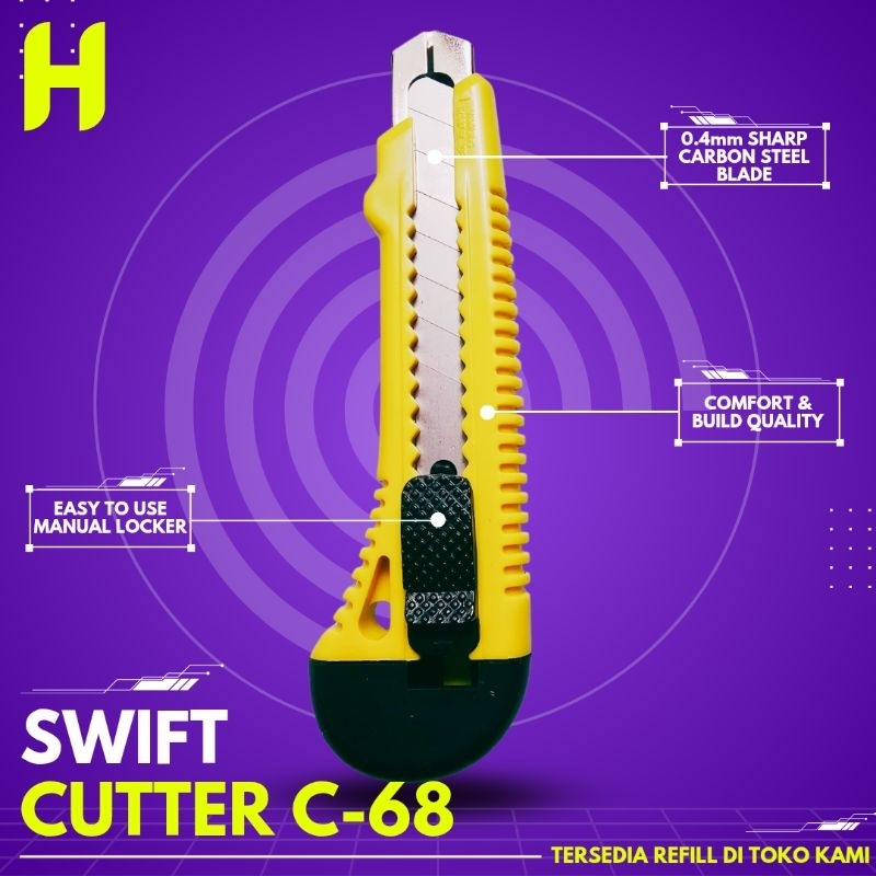 

Cutter Tajam Pisau Baja / Carbon Steel / Utility Knife Auto Lock Sistem kunci otomatis / Alat Perkakas / Pemotong Kertas C-909 / C-68 / CX-898