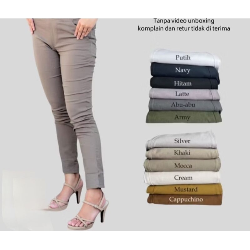 Celana Chino Wanita / Celana Jeans Cewek Bahan Melar Elastis Elisabeth Pants / Celana Kerja Cewek / 