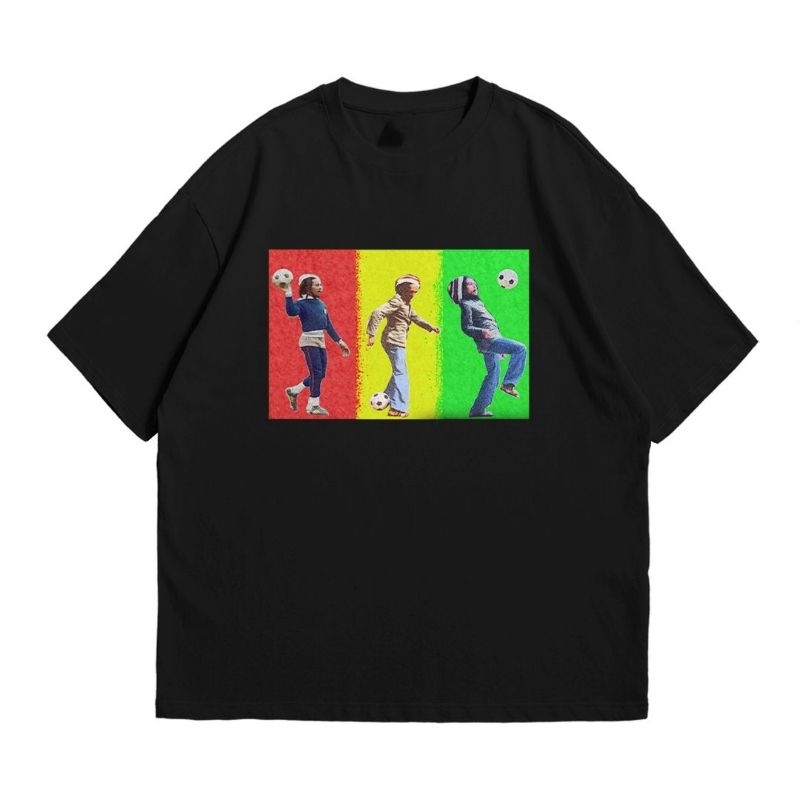 TSHIRT BOB MARLEY "FOOTBALL IS FREEDOM" REGULER BLACK