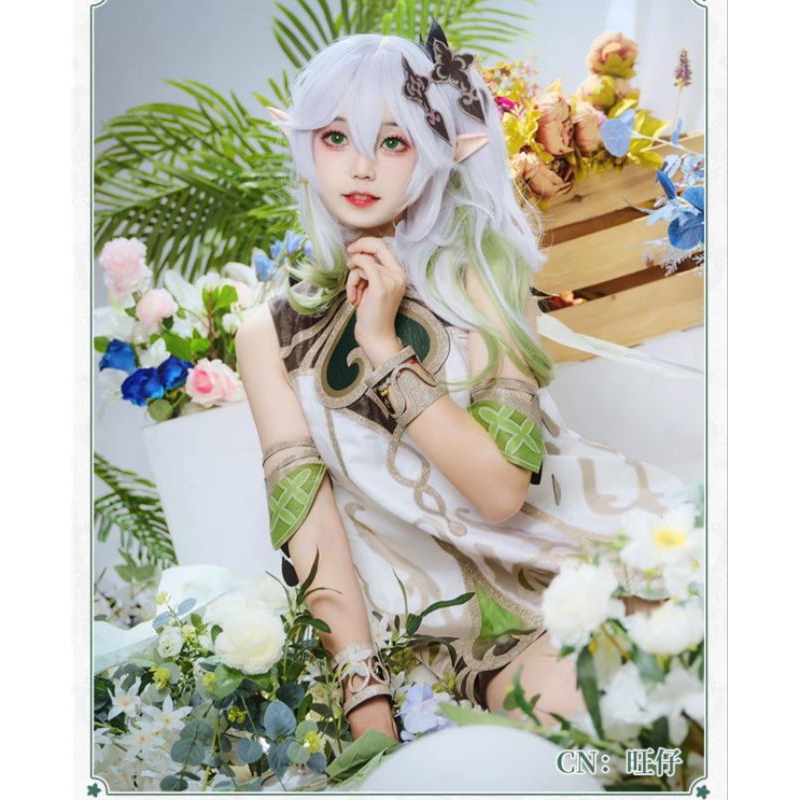 [ READY STOCK ] Nahida Genshin Impact Cosplay Kostum Brand Mangu Wig Manmei