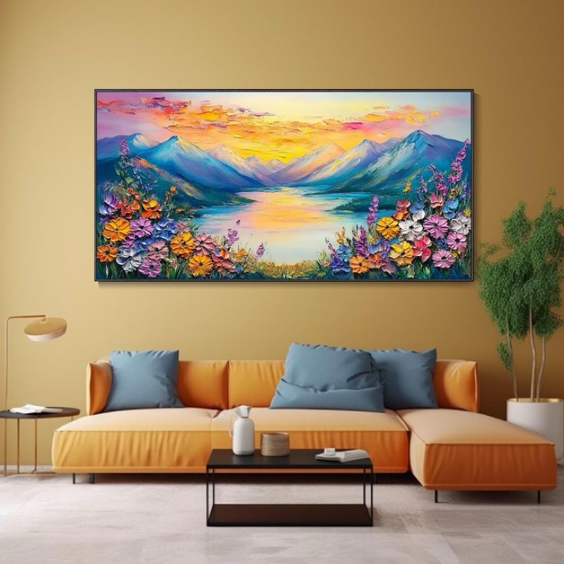 Lukisan kanvas minimalis pemandangan