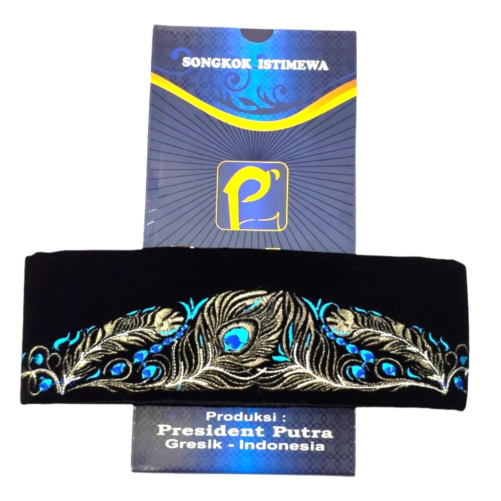 PRESIDENT Songkok Motif Bordir Merak Songkok President Original