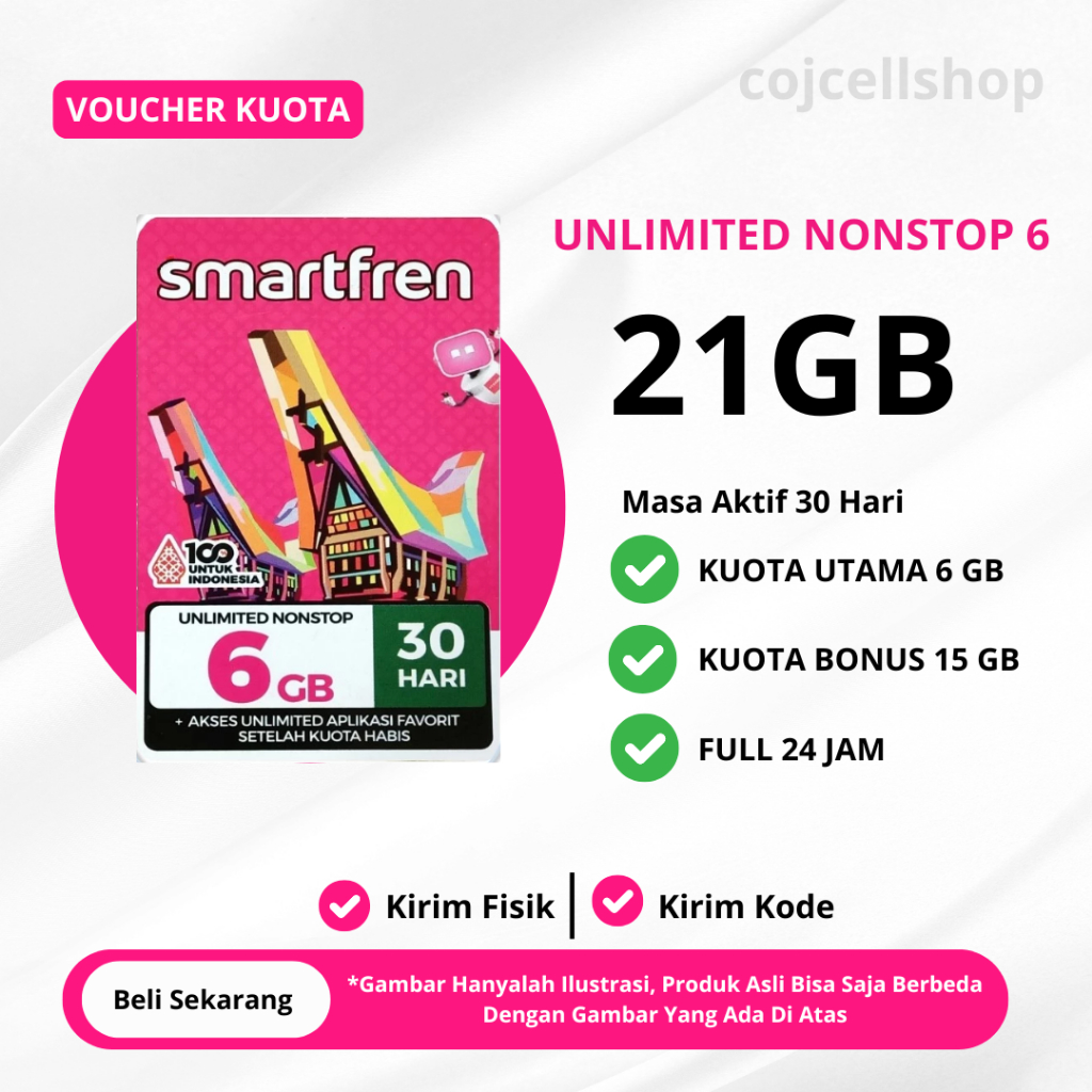Paket Data Smartfren 6GB Masa Aktif 30 Hari | Voucher Kuota Smartfren Unlimited Nonstop 6GB Masa Akt