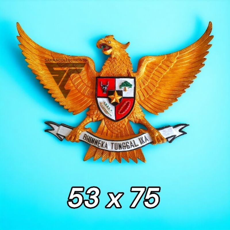 Patung Lambang Garuda 3D Ukuran 53 x 75 Besar Bahan Fiber/Resin