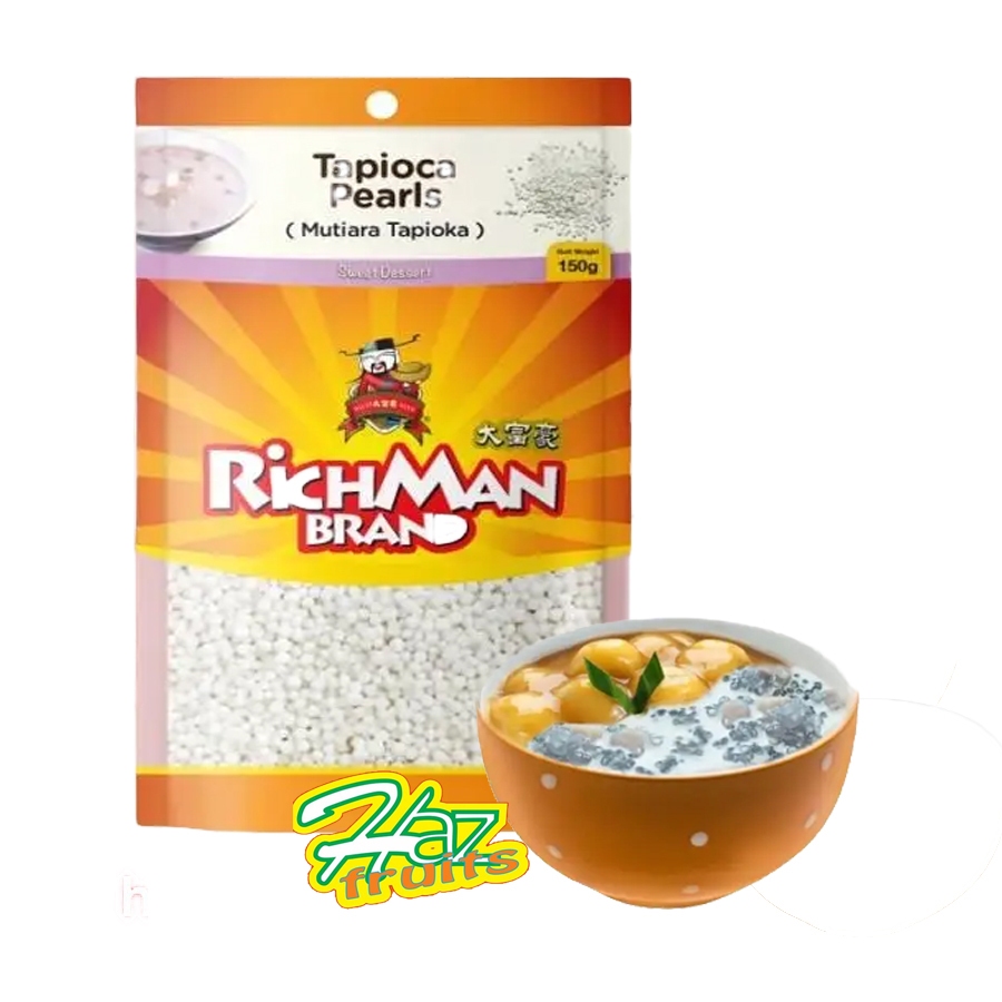 

RichMan Brand White Tapioca Pearl (Mutiara Tapioka Putih) 150 Gram