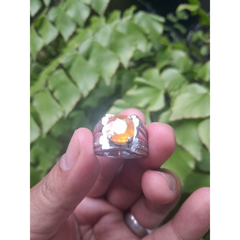 Cincin Natural Yellow Sapphire Ring Perak