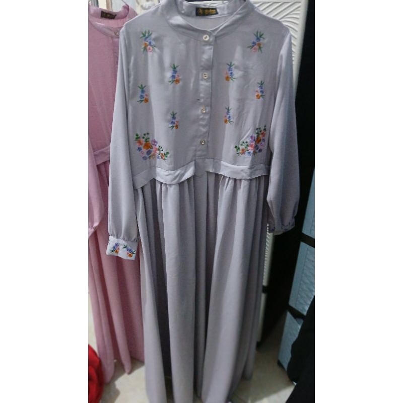 gamis medina premium abu bordir