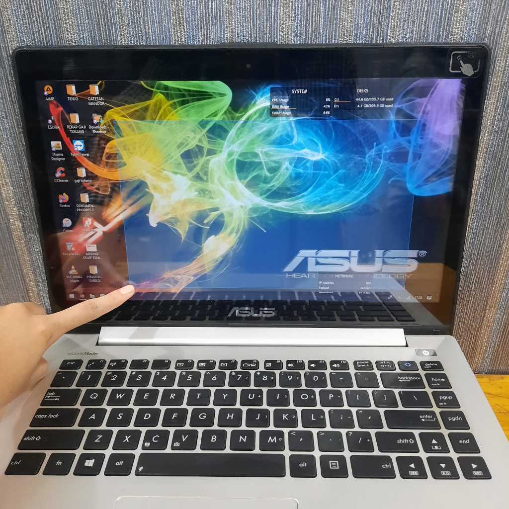 Laptop Asus S400CA, Core i3-3317U, Ram 4Gb HDD 500Gb, Touchscreen