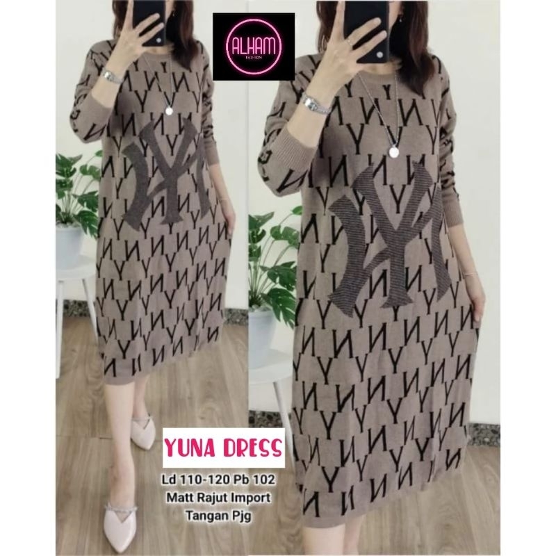 MIDI DRESS JUMBO/YUNA/DRESS MIDI WANITA RAJUT JUMBO LD 120 CM FIT XXL