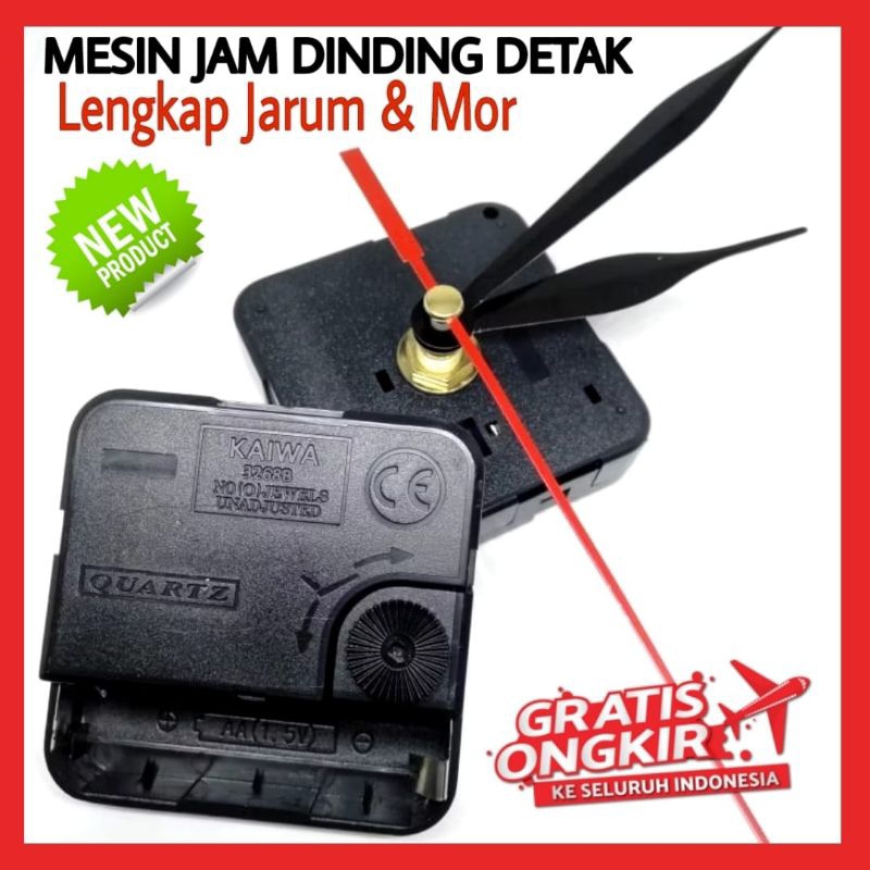 MESIN JAM DINDING Satu Set Jarum Jam + Ring + Mur Mesin Jam Original Kaiwa 2368B Quartz Mode Berdeta