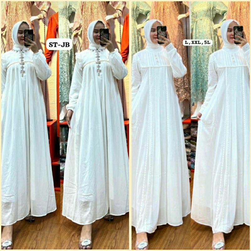 gamis putih zoya full furing  premium LD 110-120