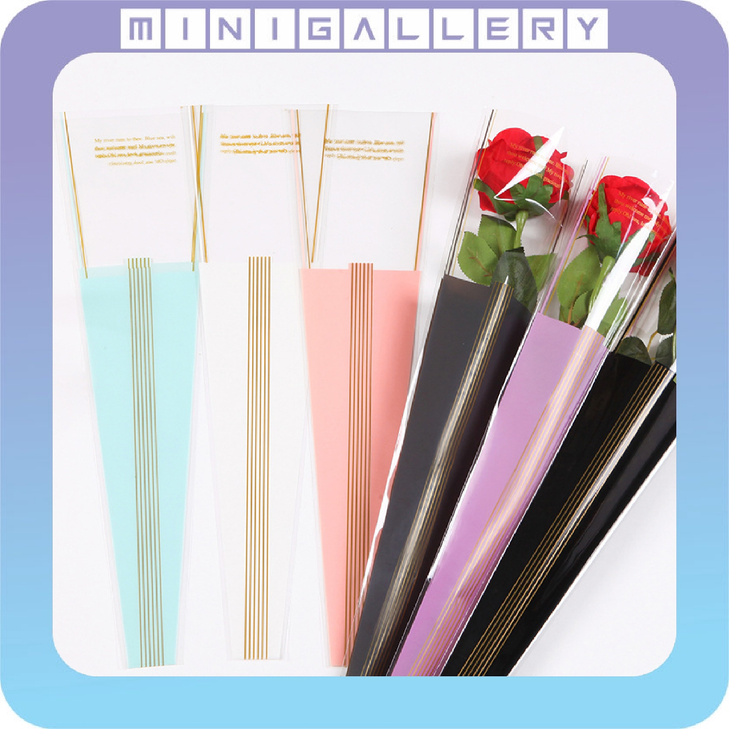 

50 Lembar Plastik Single Rose Wrapping Bunga Mawar 1 tangkai Buket SF12