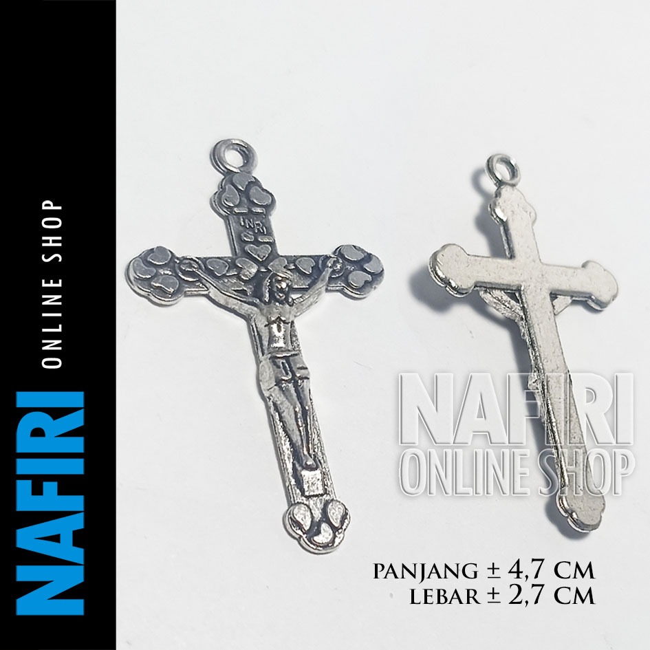 BANDUL KEYCHAIN SALIB CROSS MOTIF BATU VINTAGE KLASIK PERAK SILVER GANTUNGAN KUNCI AKSESORIS MOTE RO