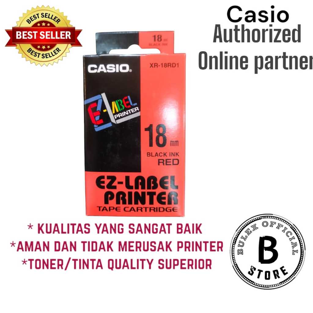 

Label Printer XR-18RD1 18mm Black on Red Tape Label Casio/casio 18mm