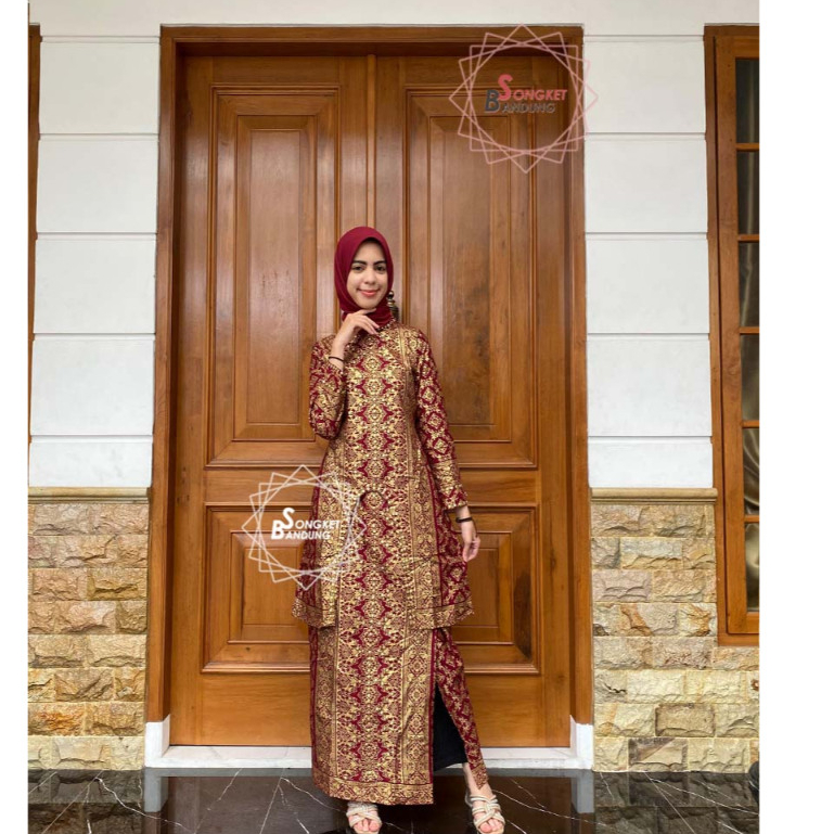 SETELAN TUNIK U DENADA BATIK JUPRI SONGKET PALEMBANG BATIK JUPRI SONGKET PALEMBANG