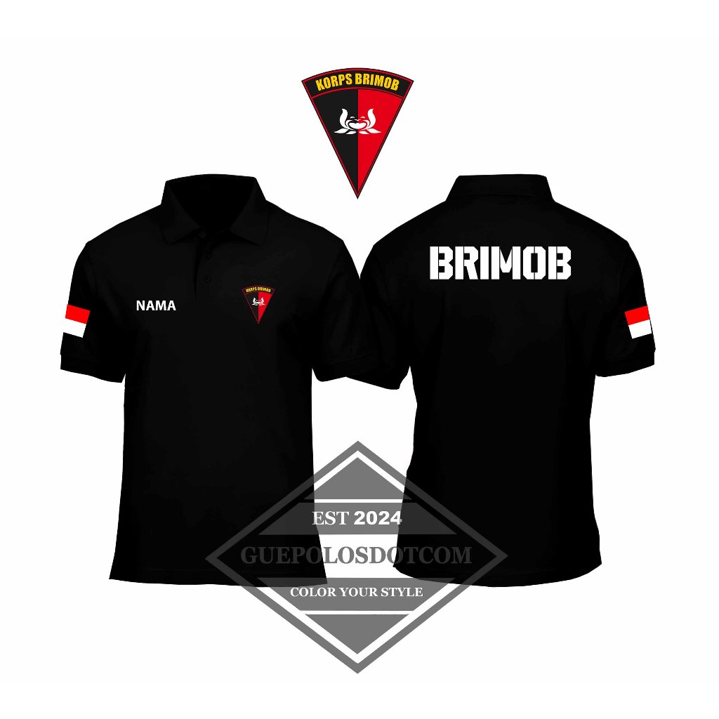 POLOSHIRT BRIMOB FREE NAMA - Baju Berkerah Brimob Free Nama - POLO KERAH BRIMOB - POLO BRIMOB