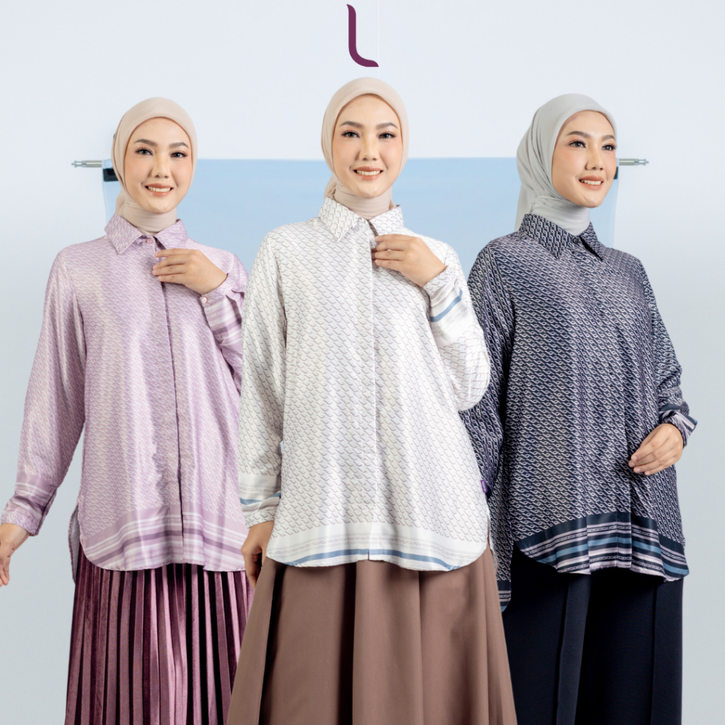 Elzatta Atasan Wanita Tunik Motif Border Monogram