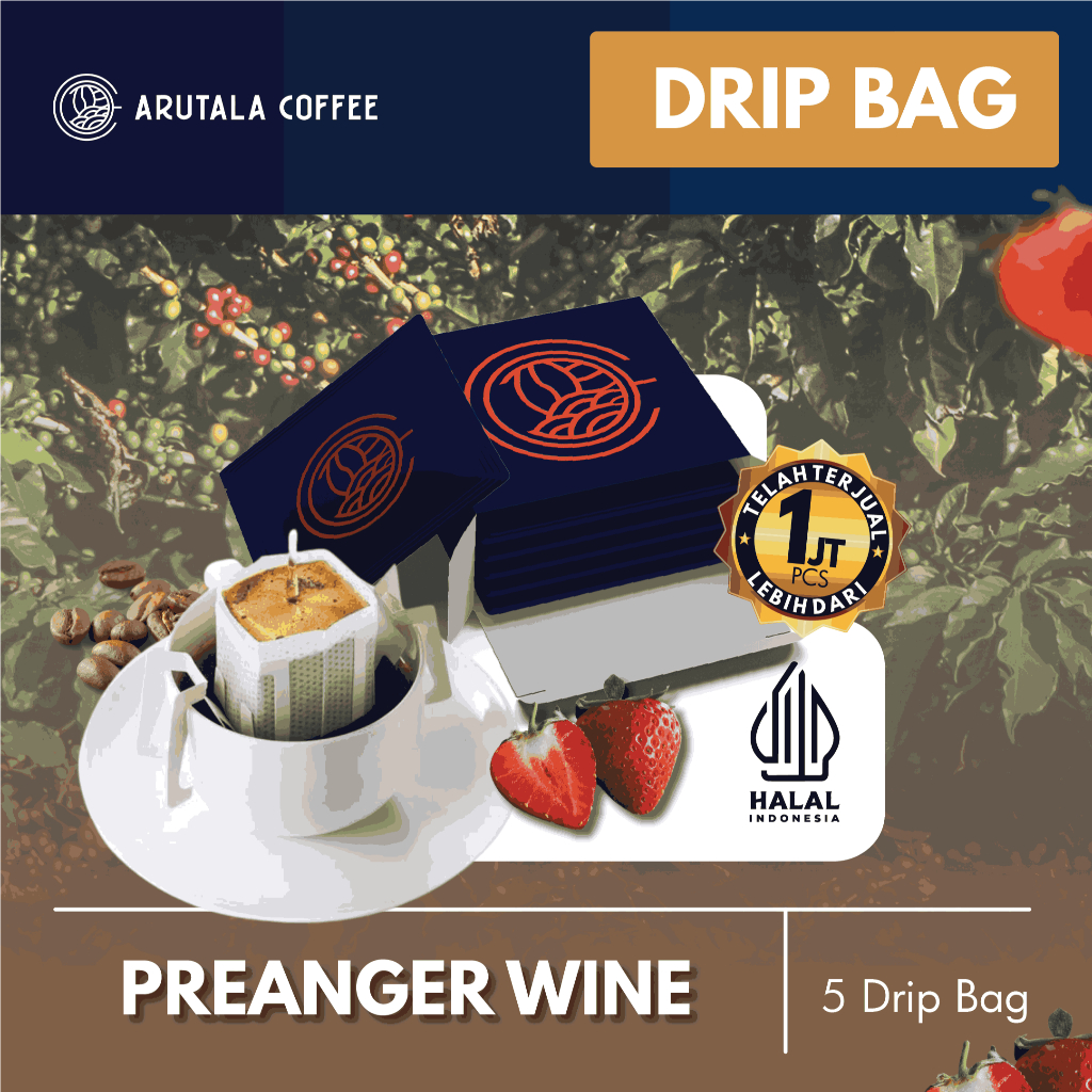 

Arutala Drip/Filter Bag Coffee : Arabika Jawa Preanger Wine – 5 Drip Bag