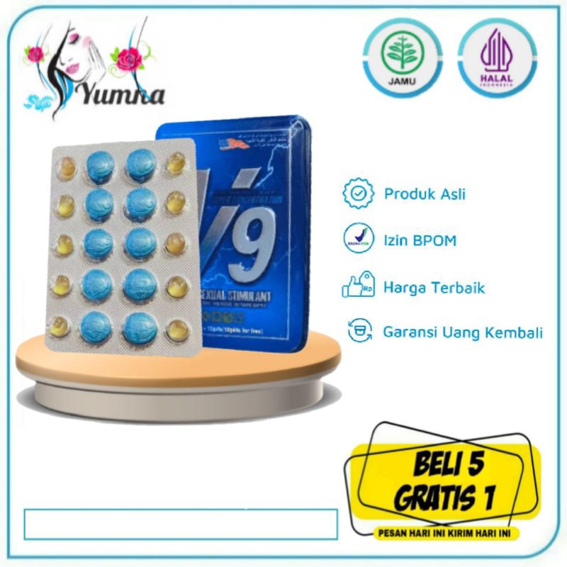 obat v9 original - multivitamin stamina pria dewasa 1box isi 10pil