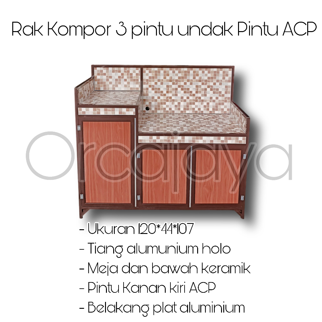 rak kompor 3 pintu undak tiang alumunium holo pintu acp/rak kompor 2 tungku/rak kompor alumunium/rak