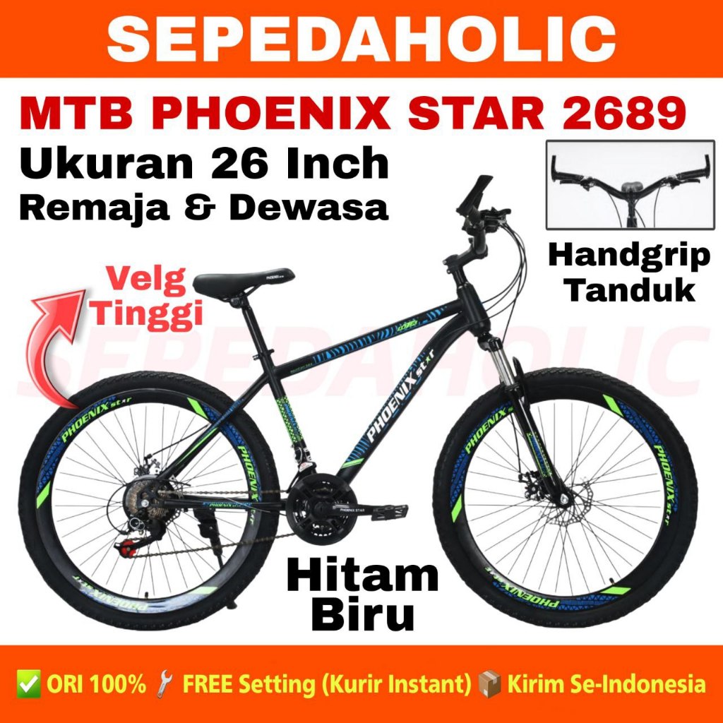 Sepeda Gunung MTB PHOENIX STAR 2689 Ukuran 26 Inch Velg Tinggi Remaja Dewasa