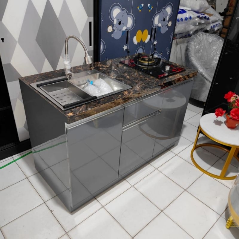 Meja kompor minimalis / meja dapur minimalis / Kitchenset minimalis 3 pintu 120cm