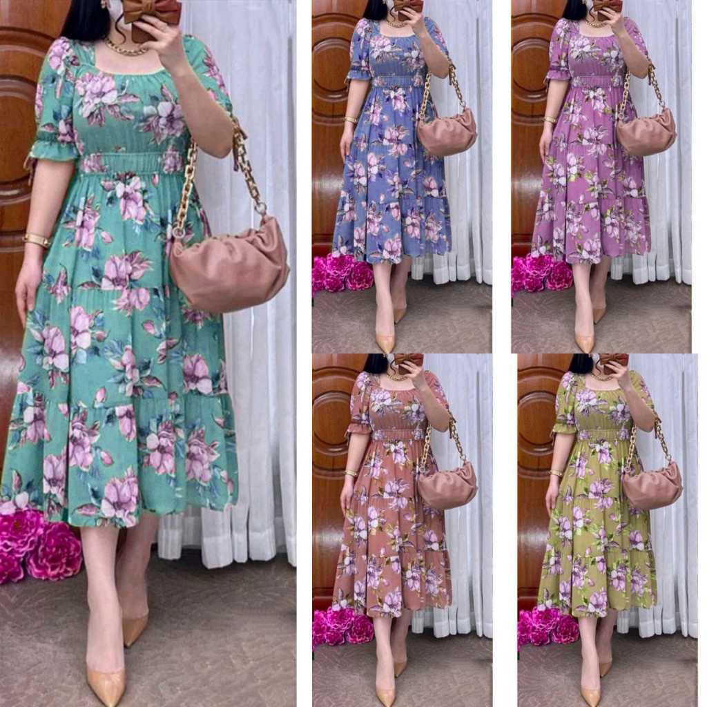 DRESS CERUTY RAYON PREMIUM/Dress Korea/Dress Kekinian/Dress Busui/Midi Dress/Daster Murah