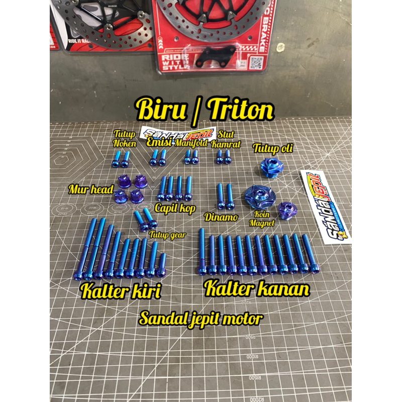 BAUT TITANIUM BIRU FULL MESIN CB GL MP TIGER GL100 BAUT TITANIUM FULL SET MESIN CB GL MP TIGER GL100