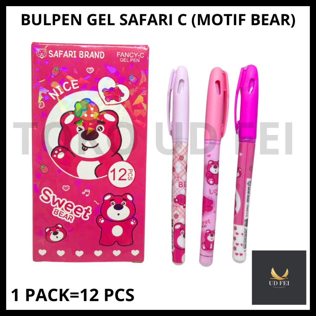 

(1 PACK=12 PCS) BULPEN GEL SAFARI C/ BULPEN GEL FANCY/ BULPEN MOTIF BEAR/