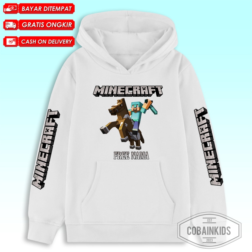 ( BISA COD ) Jaket Hoodie Anak MINECRAFT POCKET EDITION STEVE Unisex  / Jaket Hoodie MINECRAFT  FASH