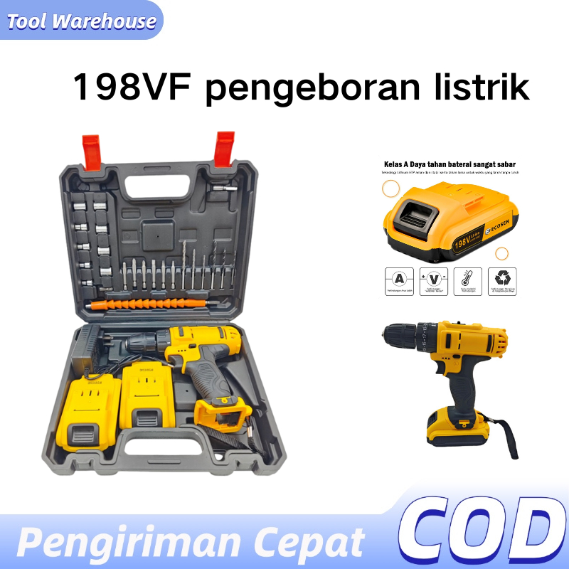 198VF Bor Listrik Lithium Kualitas Tinggi Mesin Bor Bor Listrik Bor Tanpa Kabel Bor Listrik Murah Bo