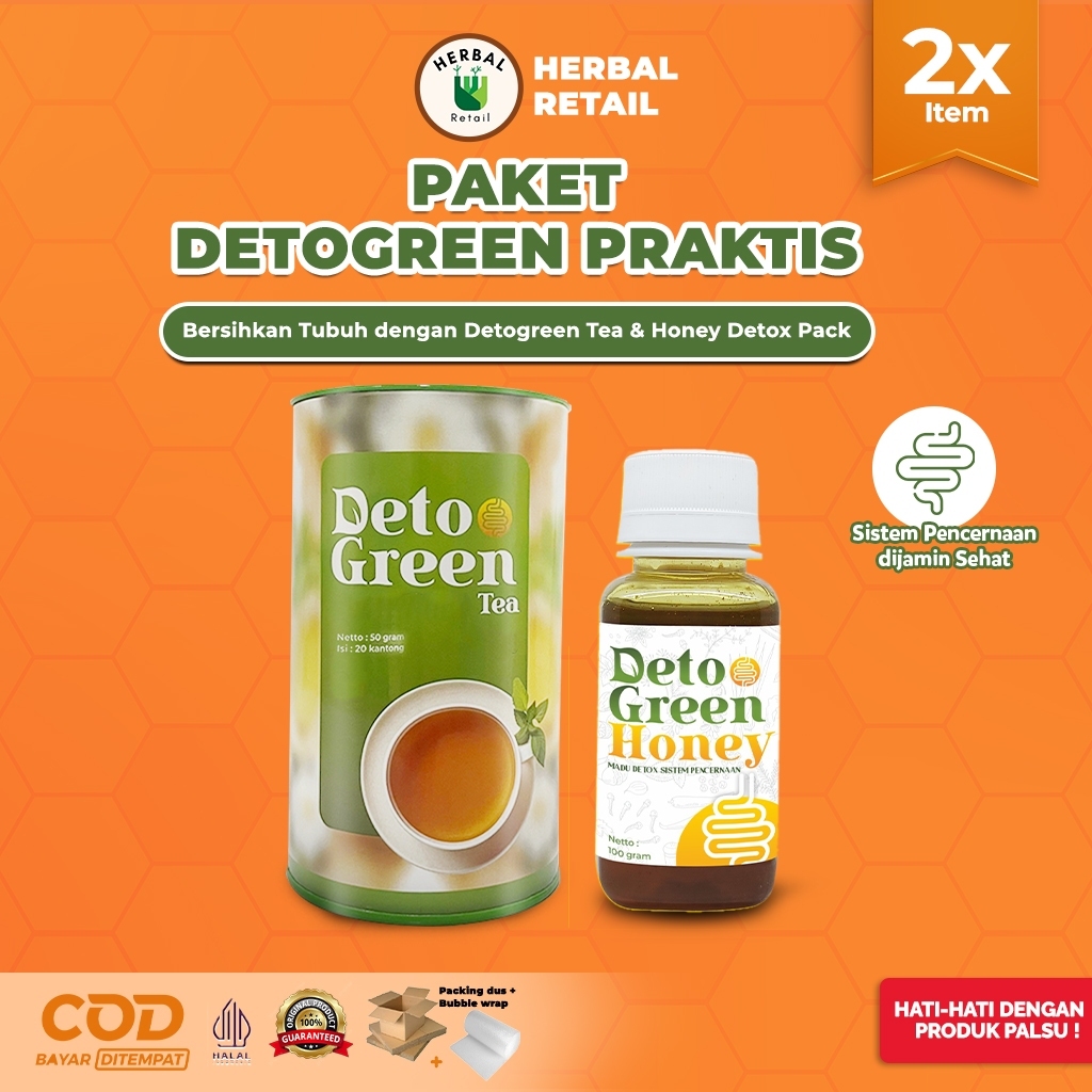 

(BUNDLING) Detogreen Tea & Detogreen Honey Paket Hemat Membantu Membersihkan Usus Kotor 2 PCS