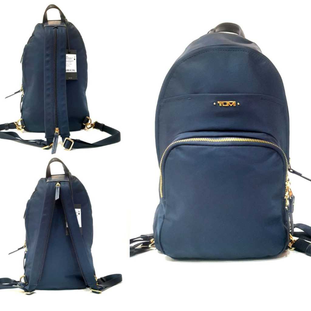 Tas TUMI Naomi Convertible Backpack Navy Gold Hardware New Original