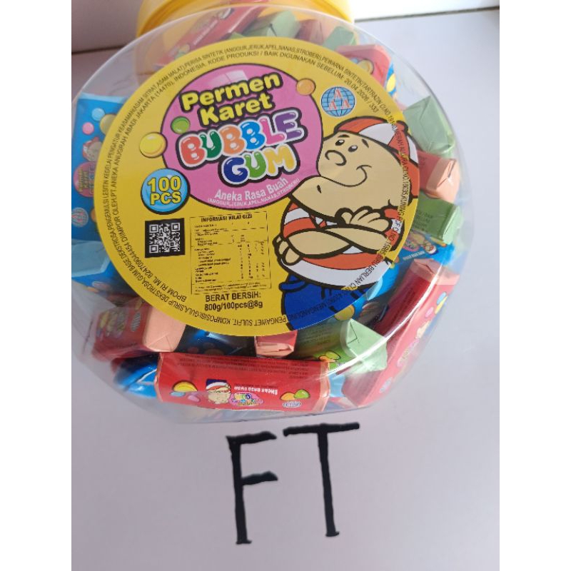 

permen karet bubble gum 100 pcs/ toples